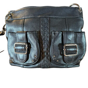 Tignanello Womens Pebble Leather Crossbody Shoulder Messenger Bag Satchel
